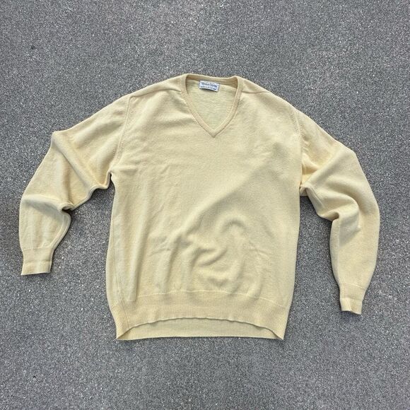 Vintage William Locke V-Neck Sweater Mens 48 100% New Lambswool Made in Scotland